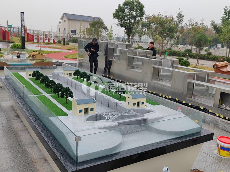 完美交货！湖北龙洲垸水闸文化园户外水闸模型安装调试